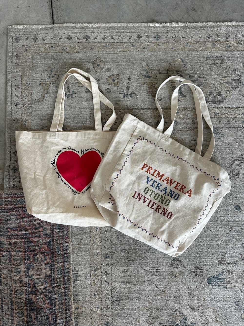 Two Sézane Canvas Tote Bags